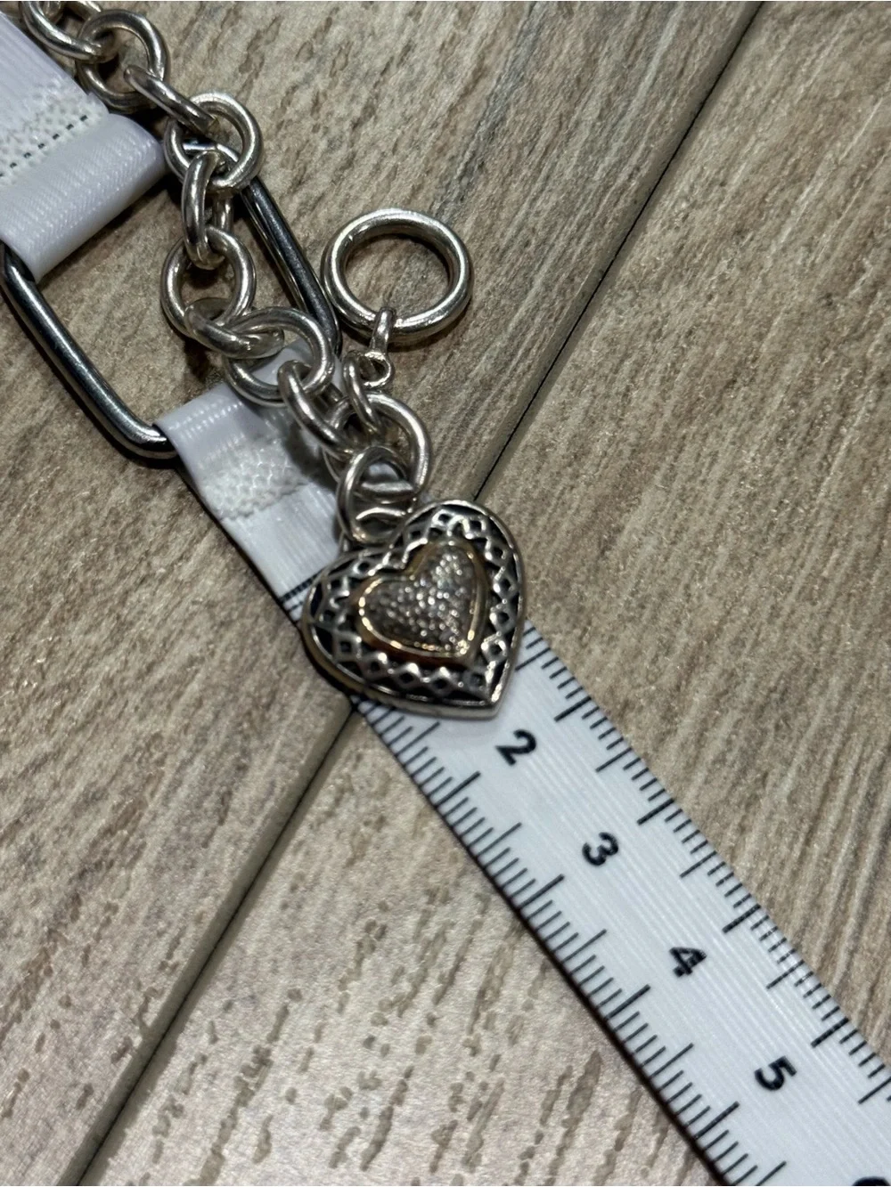 Judith Jack Heart Toggle Bracelet 925 Sterling Silver Diamond 14K Gold Vintage